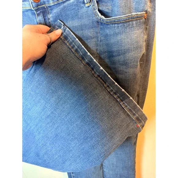 Lane Bryant 22P Wide Leg Jeans Medium Wash Pintuck Seam Petite Plus Size A1440 - Picture 6 of 8